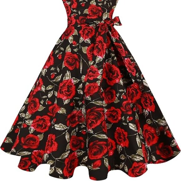 1950s Dresses for Women Sleeveless Audrey Hepburn Tea Party Swing Dress Retro Co - Picture 2 of 3